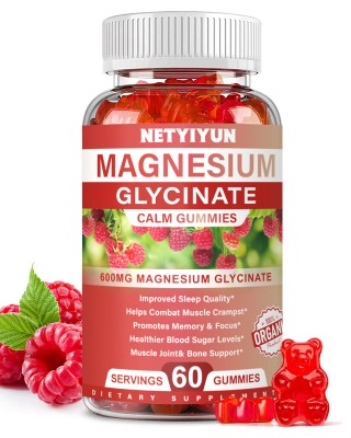 Magnesium Glycinate Gummies, 600mg Magnesium Glycinate Advanced Complex Include 200mg Magnesium L-Threonate, Magnesium Support Sleep Quality, Relaxation, Stress Relief Pack of 1