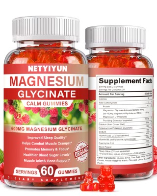 Magnesium Glycinate Gummies, 600mg Magnesium Glycinate Advanced Complex Include 200mg Magnesium L-Threonate, Magnesium Support Sleep Quality, Relaxation, Stress Relief Pack of 1