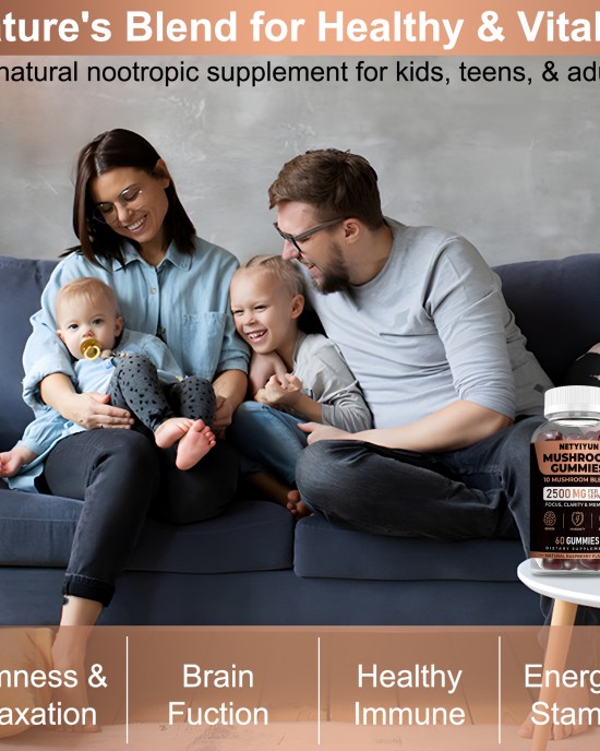 Mushroom Gummies with Lions Mane, 10 Blend Mushroom Complex 2500mg, Cordyceps, Shiitake, Turkey Tail, Reishi, Oyster Mushroom Supplement Nootropic Brain for Memory and Focus 60 Units Mushroom Gummies with Lions Mane, 10 Blend Mushroom Complex 2500mg, Cordyceps, Shiitake, Turkey Tail, Reishi, Oyster Mushroom Supplement Nootropic Brain for Memory and Focus 60 Units