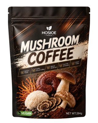 Hosioe Mushroom Coffee, Instant Mushroom Coffee with Lions Mane, Cordyceps, Reishi, King Trumpet, Turkey Tail, Mushroom Coffee Powder for Energy, Focus & Immune Support (47 Servings)